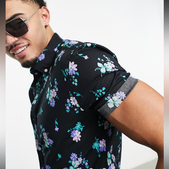 ASOS fitted button down floral shirt - Picture 2 of 7